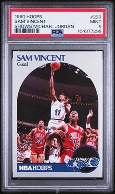 1990 Hoops #223 Sam Vincent Shows Michael Jordan PSA 9 - Image 1 of 2