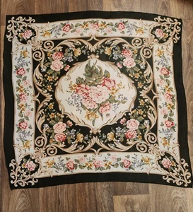 Ralph Lauren Bufanda Seda 84cm 33′′ Cuadrado Flor Negro - Imagen 1 de 5