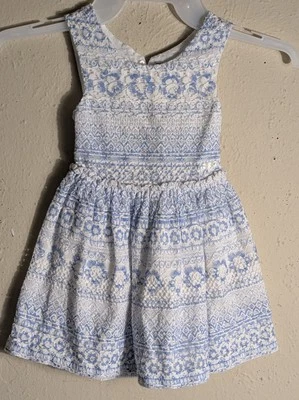 MAYORAL Toddler 3T Blue Summer Dress Lacey Back Cut Out Sleeveless Elastic Waist - Image 1 of 4