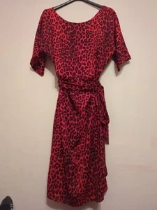 Red & Black Animal Print Dress Mark Heys Size 16 - Picture 1 of 7