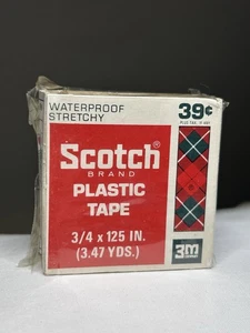 Vintage Scotch Plastic Stretchy Waterproof Tape ~ Brown ~ NOS ~ 3/4" x 125" - Picture 1 of 10