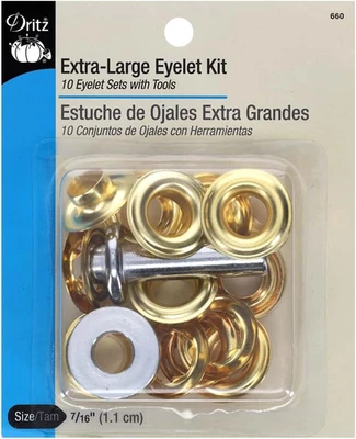 Kit de ojales extra grandes 660 con herramienta, latón, 7/16 pulgadas 10 unidades Foto 1 de 2