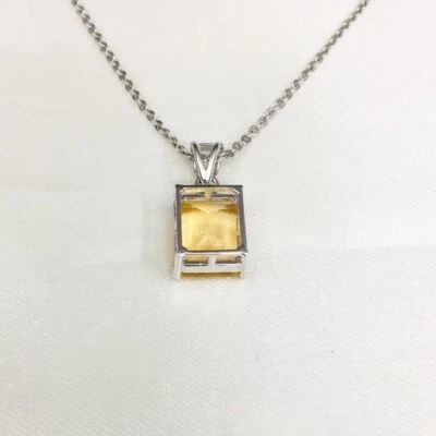 Natural Yellow Gold Plated Citrine Pendant, Dainty Wedding Pendant, Gift for her - Image 1 of 4