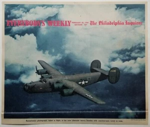 Liberator WWII Heavy Bomber 1944 Newspaper Insert Photo Otto Menge - Imagen 1 de 3