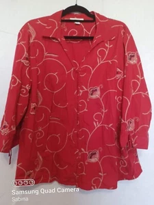 Dressbarn Women's pinkest Red color embroidered blazer 3/4 sleeves Size 3X - Picture 1 of 12