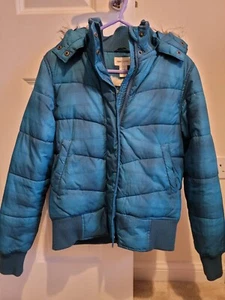 H&M Blue puffer jacket with hood girls size 12-13 - Picture 1 of 3