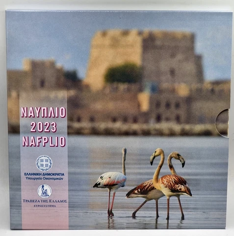 GREECE 2023 COMPLETE YEAR EURO SET IN OFFICIAL COIN BLISTER NAFPLIO Cover