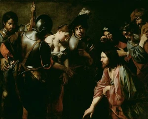 Impresión artística giclee de Cristo y la adúltera de Valentin de Boulogne + Envío gratuito - Imagen 1 de 3