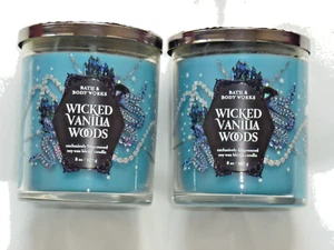 Bath & Body Works  WICKED VANILLA WOODS  8 oz. Candles X 2  Vanilla Amber Pepper - Picture 1 of 4
