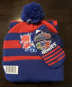 PJ Masks Kids Hat, Scarf & Gloves Set, New - Picture 1 of 3