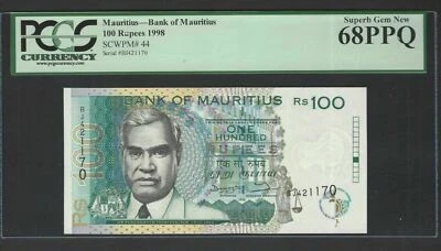 Mauritius 100 Rupees 1998 P44 Uncirculated Graded 68 - Image 1 of 2