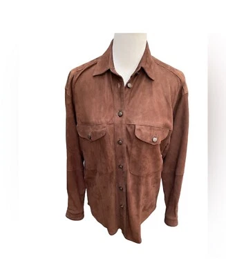 Camisa Chaqueta Chaqueta Marrón Piel de Oveja Gamuza Abotonada Manga Larga Wm Talla 8 M/L Foto 1 de 4