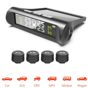 Wireless Solar TPMS LCD Car Tire Pressure Monitoring System + 4 External Sensors - Picture 1 of 14