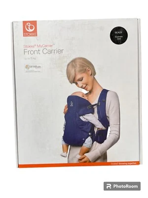 Открытая коробка | Stokke MyCarrier передняя детская переноска в черной сетке - Изображение 1 из 3