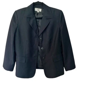 Giacca blazer gessato Le Suit donna nero manica lunga risvolto colletto tg 12 ottime condizioni - Foto 1 di 7