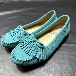 Sporto Gerry Moccasin Women's Sz 7 M Suede Tassels Slip On Teal - 204 - Picture 1 of 9