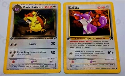 Pokemon Team rocket 1st Edition Set "Dark Raticate and Rattata"  NMint-Mint - Image 1 of 2