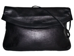 1970's Vintage EPITOME' Small Black Leather Soft-Clutch Shoulder Bag ITALY - Picture 1 of 11