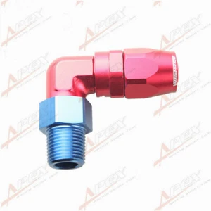US 2pc -10AN 10AN To 1/2" NPT 90 Degree Swivel Hose End Fitting Adaptor Red/Blue - Imagen 1 de 5