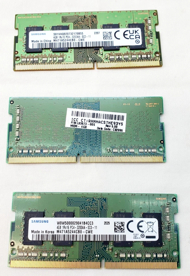 12GB 4GB X 3  1Rx16 PC4-3200AAM471A5244CB0-CWE OEM SAMSUNG LAPTOP MEMORY -SC0-11 - Image 1 of 1