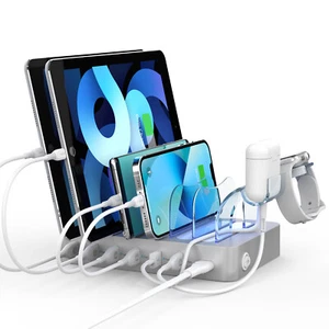 SooPii Premium Silver 6-Port USB Charging Station for Multiple Devices - Photo 1 sur 12