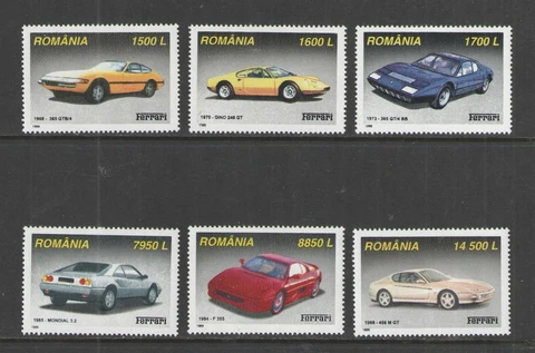 ROMANIA 1999 { FERRARI AUTOMOBILES } Sc# 4336-4341 COMPLETE SET MNH Cover