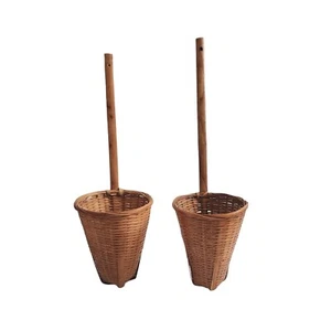 Cesta de mimbre vintage de madera tejida con cono lote de 2 cestas para colgar en la pared decoración boho  - Imagen 1 de 16