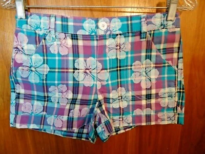 Route 66 Girls Size 14 Multi Color Floral Checkered Shorts " BEAUTIFUL PAIR " - Image 1 of 4