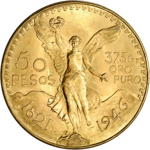 1946 Mexico Gold 50 Pesos - Average Circulated - 1.2056 oz - Picture 1 of 2