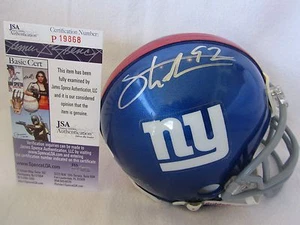 Mini casco Michael Strahan & Osi Umenyiora doppio autografo Giants - certificato JSA - Foto 1 di 8
