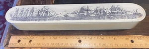 Replica Scrimshaw Ship and Lighthouse One Drawer Box Chest - Picture 1 of 5