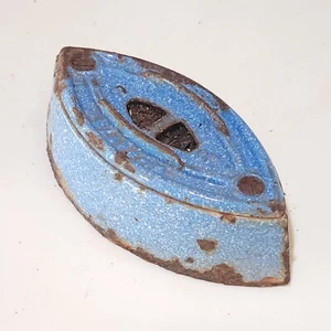 Vintage Mrs Potts No. 3 Cast Iron Flat Sad Blue Enamel Country Cottage Garden - Picture 1 of 12