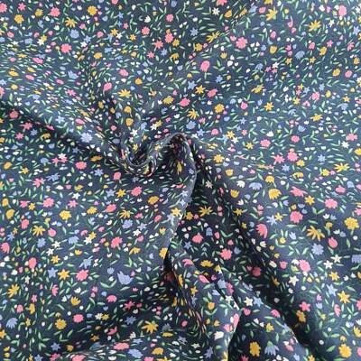 Rose and Hubble Ditsy Floral 100% Baumwolle Popeline Stoff, Marine & Rosa x 1/2m