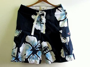 Hollister Surf Board Shorts Men's Size 30 Baggy Netted Swim Suit Navy Hawaiian - Picture 1 of 9