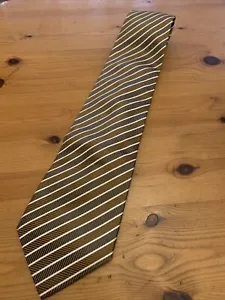 ENRICO CAPUCCI brown green striped 100% silk tie - Picture 1 of 4