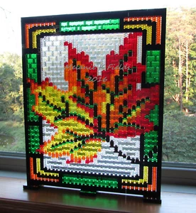 Lego - PATTERN ONLY - Maple Leaf Mosaic Fall Thanksgiving Stained Glass Style - Picture 1 of 2