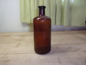 antique apothecary glass bottle amber brown medicine has a 3 on bottom - Picture 1 of 11