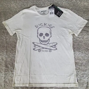 DICKIES T Shirt Crewneck White with Gray Skull Skateboards Size Medium - Picture 1 of 9