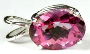 925 Sterling Silver Pendant, Pure Pink Topaz, SP004 - Picture 1 of 6