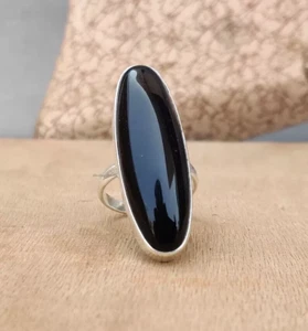 925 Sterling Silver Handmade Black Onyx Gemstone Statement Ring All Size R-30 - Picture 1 of 6
