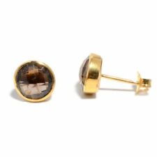 Beautiful Brass Stud Earring Fashion Jewelry Hydro Smokey Topaz Gemstone Earring