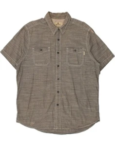 WOOLRICH Mens Short Sleeve Shirt Large Grey Cotton KP02 - Picture 1 of 4