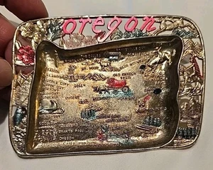 Cenicero/bandeja de baratija de metal conmemorativo Oregon de colección - Imagen 1 de 2