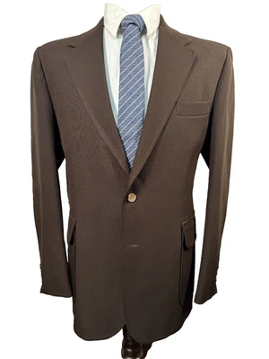ВИНТАЖНЫЙ LEVI'S мужской коричневый полиэстер 2 кнопки Sport пальто Blazer куртка 42» груди - Изображение 1 из 4