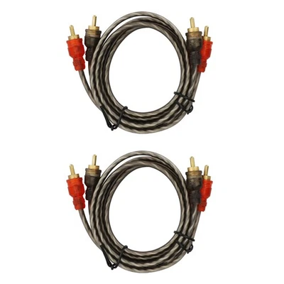 Brand New 2PCS RCA Cables 2 Channel Twisted 4Ft Audio Interconnect Amp Wire - Image 1 of 4