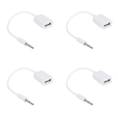 4pcs 3.5mm Male AUX Audio Plug Jack to USB 2.0 Female Converter Cable Cord1210 - Image 1 of 4