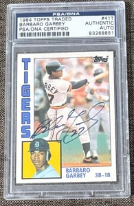 Tarjeta de Barbaro Garbey autografiada de béisbol Topps 1984 #41T PSA/ADN automática - Imagen 1 de 2