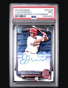 2025 BOWMAN CHROME PROSPECT AUTO #CPAJW JJ WETHERHOLT PSA 9 - Picture 1 of 4