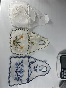 SETAUSWAHL enthält 6 elegante bestickte Untersetzer rund mit Halter überbacken - Bild 1 von 7