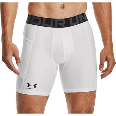 Under Armour HeatGear Mens Short Compression Tights White Gym Base Layer Shorts - Image 1 of 4